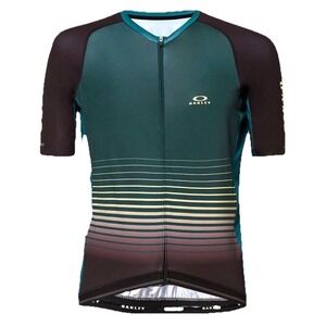 Oakley Men's Icon Jersey 2.0 Green Full Zip Short Sleeve Cycling Jersey Size S